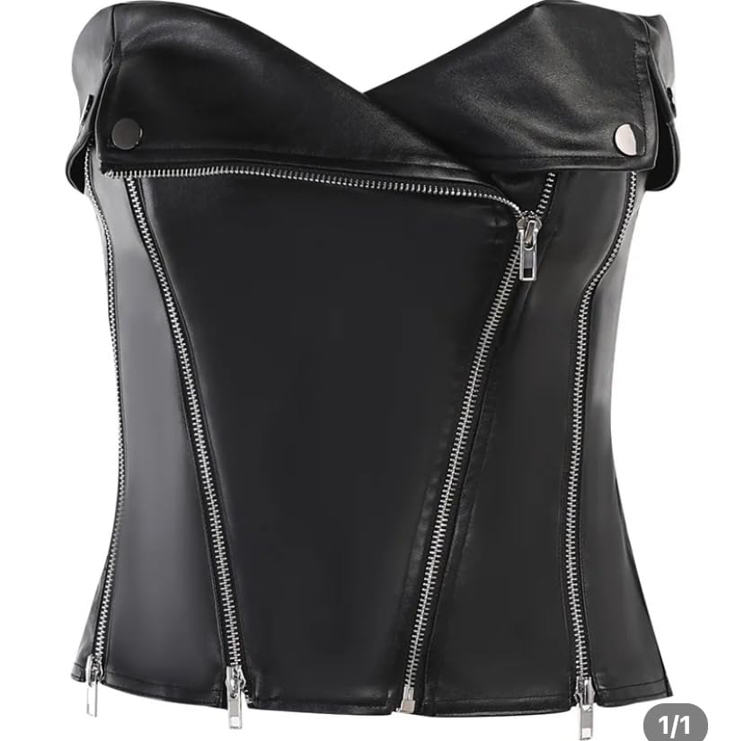 IDLEBONE Women's Vegan Leather Corset Top